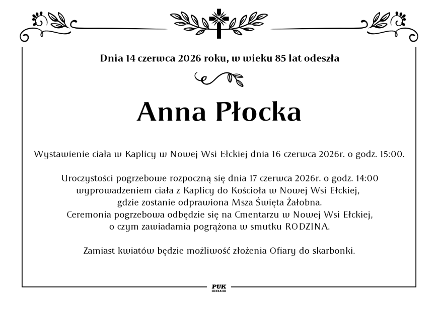 Anna Płocka - nekrolog